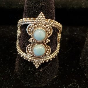Larimar negative space sterling silver ring